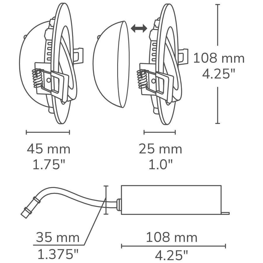 SWIVEL LED RECESSED 4'' DLS ROUND - 9W
